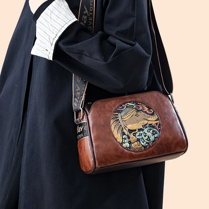 sac de luxe femme sacs bandoulière à imprimé animal sacs carré MOODS-Sacs à bandoulière de style vintage pour femmes, éléphant en relief, mini sac messager carré initié, sacs à main de créateur de luxe, 2024