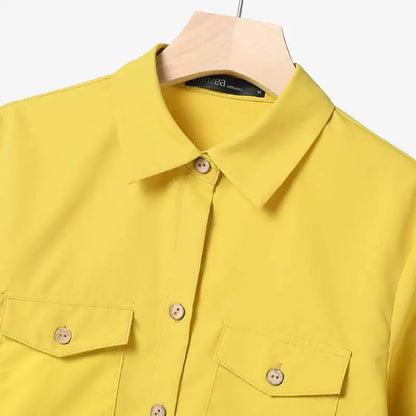 Ensemble chemise et pantalon pour femmes, élégant, col à revers, manches longues, mode automne, tenues, pantalons de travail solides, costumes, survêtement, 2 pièces