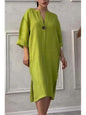 Robe longue en lin à manches longues pour femmes, robes élégantes, robe éducative, été décontracté, monochromatique, fête de documents, Y2K, été 2024