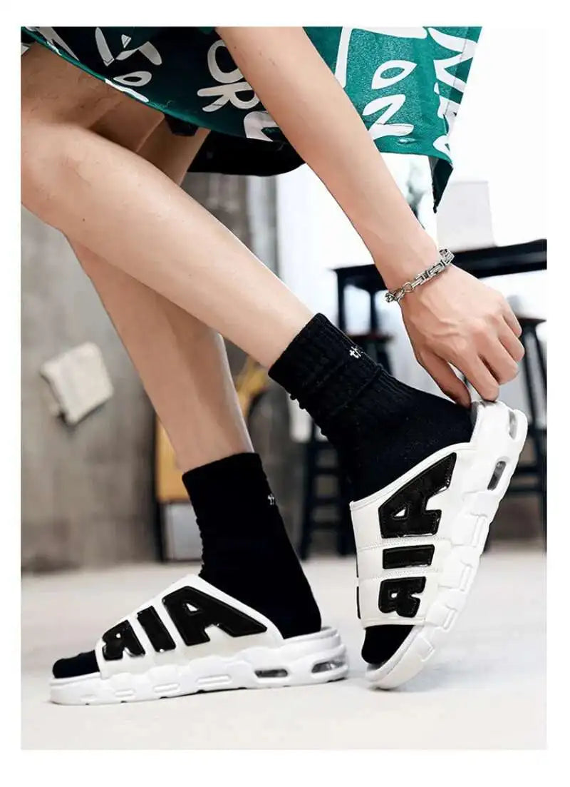 Sandales de styliste à coussin d'air pour hommes, pantoufles de sport douces et antidérapantes, chaussures pour hommes, nouvelle collection été 2025