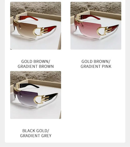 Lunettes de soleil Y2K sans monture pour femmes, lunettes de soleil sans cadre, nuances de chimshield, futuriste, respirant, unisexe, rond, mode