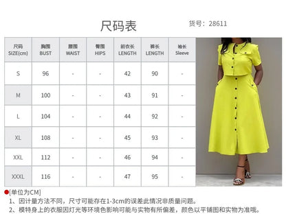 Jupes chemise femme deux pièces ensemble élégant col rond manches courtes bouton haut taille haute jupe 2 pièces costume femme printemps été