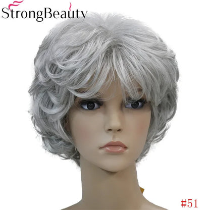 Forte beauté dames perruques courtes ondulées cheveux blonds dorés pour les femmes synthétique Capless perruque 16 couleurs