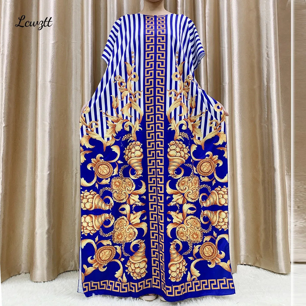 Mode nouveau Style fleur manches africain Dashiki imprimé fleuri taille ceinture coton Caftan dame été Maxi robes décontractées robes