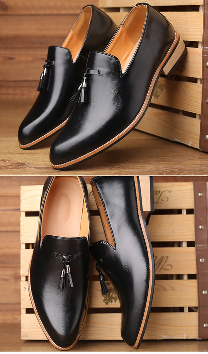 Chaussures en cuir pour hommes de luxe bureau hommes Oxfords formels pointu Oxford mariage en cuir hommes chaussures habillées mocassins à franges chaussures sociales