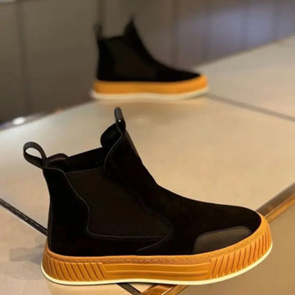 Bottes de neige décontractées en peluche pour hommes, chaussures de planche à plateforme, dessus en cuir microcarence, mode d'hiver, haut de gamme, recommande une augmentation de la hauteur, NuSO k