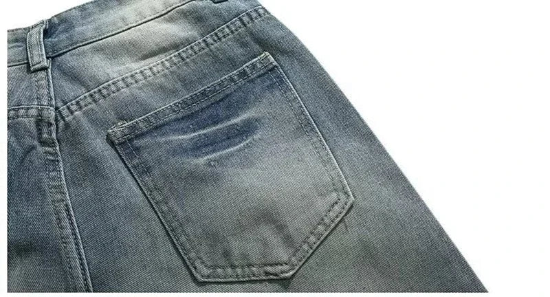 Jean Baggy craquelé pour homme, pantalon Y2k Harajuku, Vintage, délavé, droit, en Denim, Punk Goth, nouvelle collection 2025