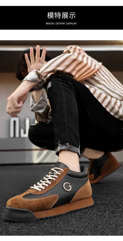 Printemps automne chaussures hommes augmenté mode cuir chaussures décontractées conseil chaussures de haute qualité en plein air grosses baskets Style britannique