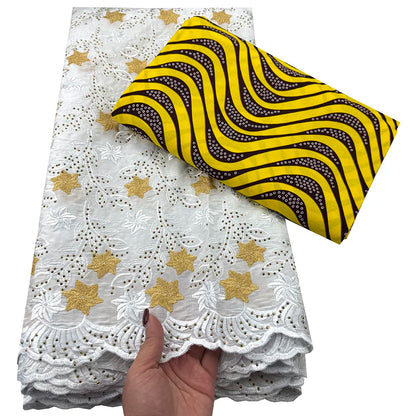 Tissu africain en dentelle de Voile suisse, 2.5 + 3 yards, véritable cire pour coudre une robe de soirée, nouvel arrivage