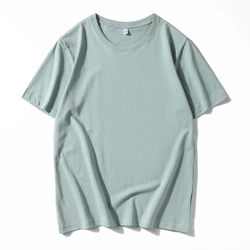 T-shirt manches courtes homme, uni et décontracté, 100% coton, 12 pièces, été