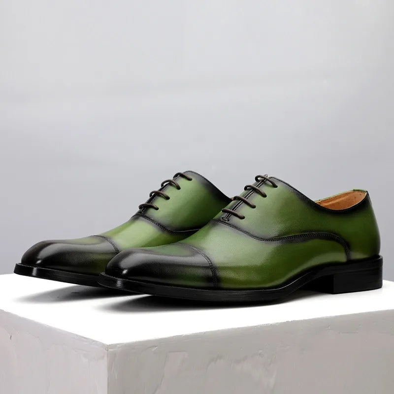 Chaussures en cuir formelles pour hommes, chaussures d'affaires britanniques décontractées Oxford confortables pour mariage en cuir véritable