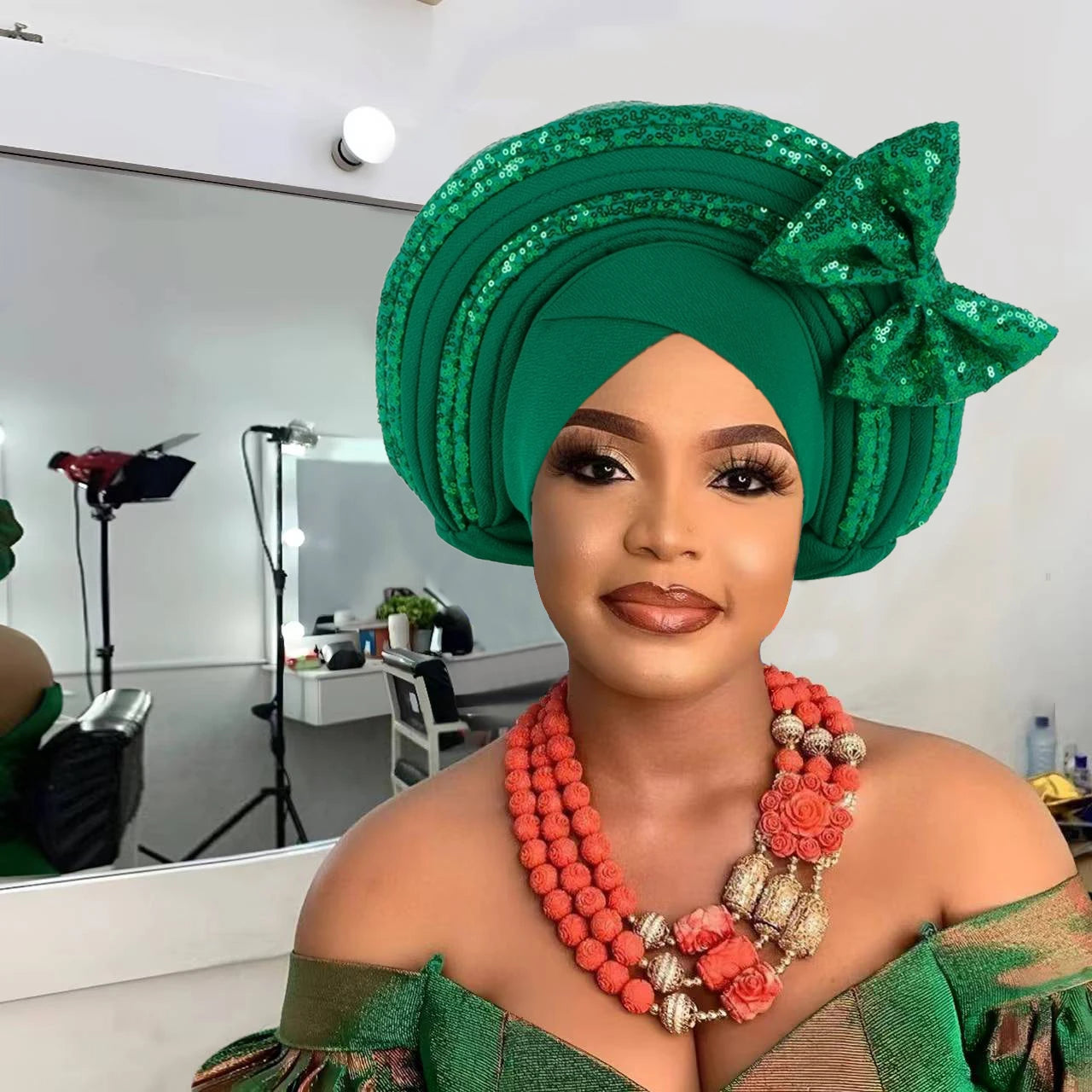 Cravate de Sauna à Paillettes pour Femme, Turban Africain avec Nministériels d Papillon Doux, Accessoire de ix