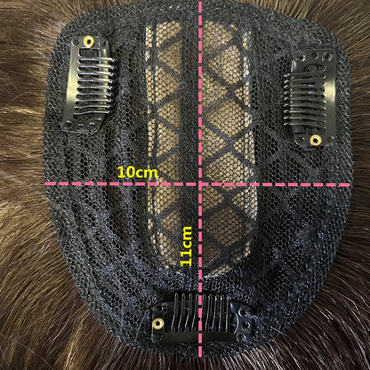 Cheveux humains Toppers pour femmes 10x11 cm dentelle PU Base toupet Topper vrais cheveux humains Clips dans les postiches couverture blanc chauve cheveux