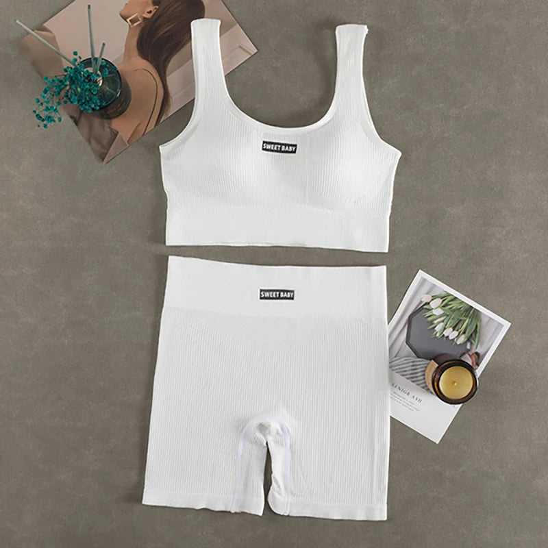 Ensemble de Yoga sans couture pour femmes, combinaisons d'entraînement, de Fitness, soutien-gorge, Leggings taille haute, Sexy, décolleté en V profond, vêtements de Sport, nouvelle collection 2024