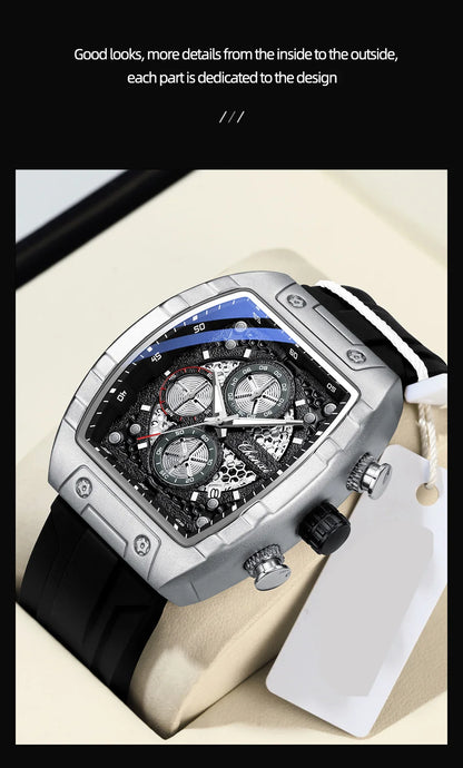 CHENXI-Montre de sport à quartz pour homme, bracelet en silicone noir, chronographe, date, marque originale, mode