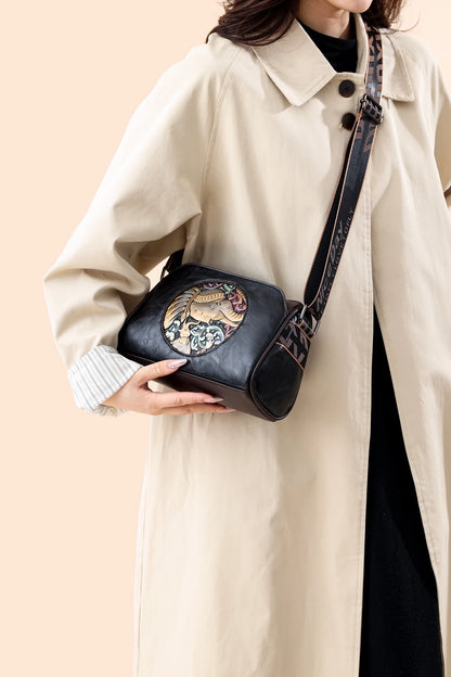 sac de luxe femme sacs bandoulière à imprimé animal sacs carré MOODS-Sacs à bandoulière de style vintage pour femmes, éléphant en relief, mini sac messager carré initié, sacs à main de créateur de luxe, 2024