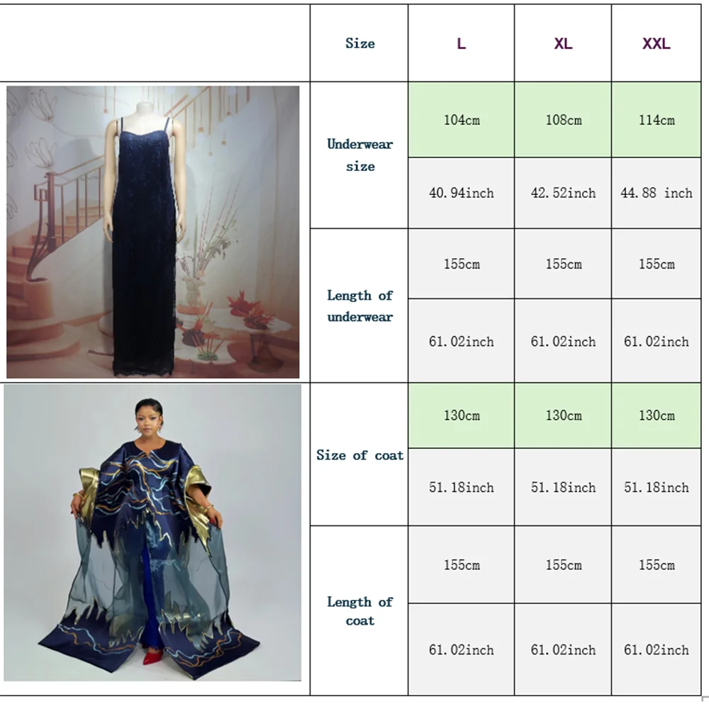 Robes africaines luxueuses pour femmes, grande taille, paire avec sous-vêtements en dentelle, vêtements afro-américains