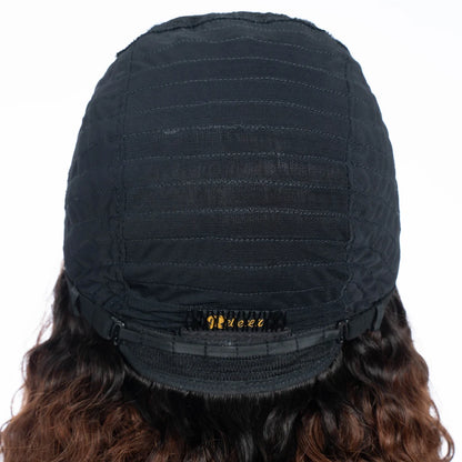 Lekker couleur courte Pixie Afro crépus bouclés Bob 100% perruques de cheveux humains avec frange pour les femmes brésilien Remy cheveux Ombre brun perruques