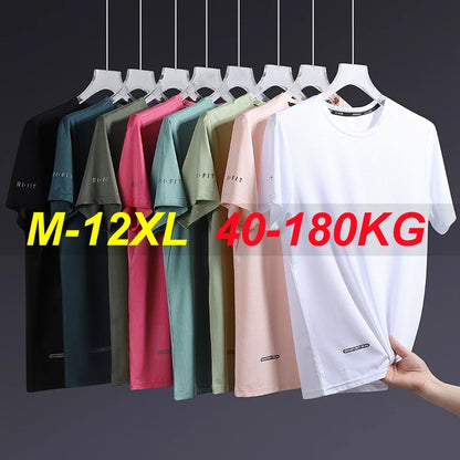 T-shirt homme 12xl 11xl 10xl t-shirts populaires grande taille 110-175kg 5XL 6XL 7XL grande taille Spandex col rond manches courtes surdimensionné hauts