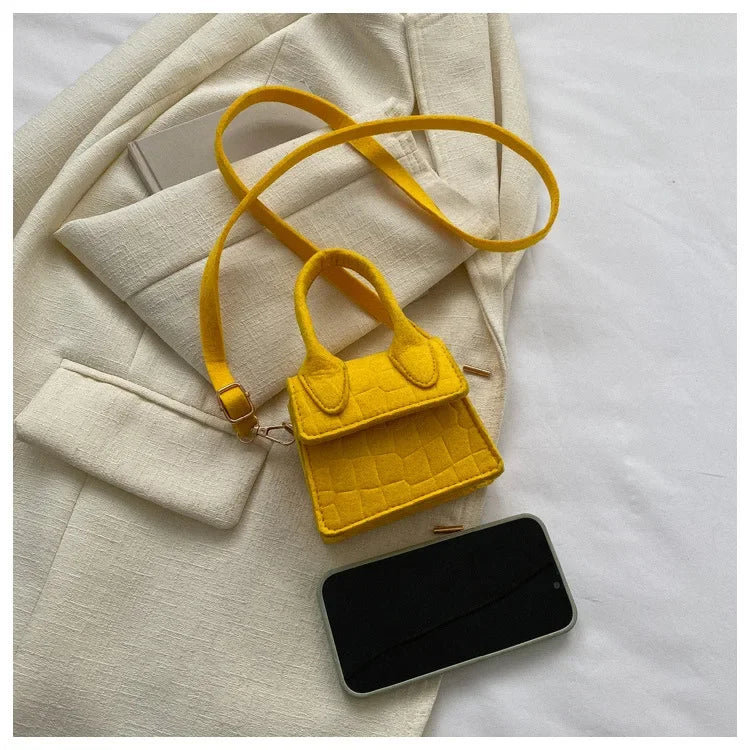 Sac à main en feutre coloré pour femme, mini sacs à main, sac à bandoulière, motif pierre, initié