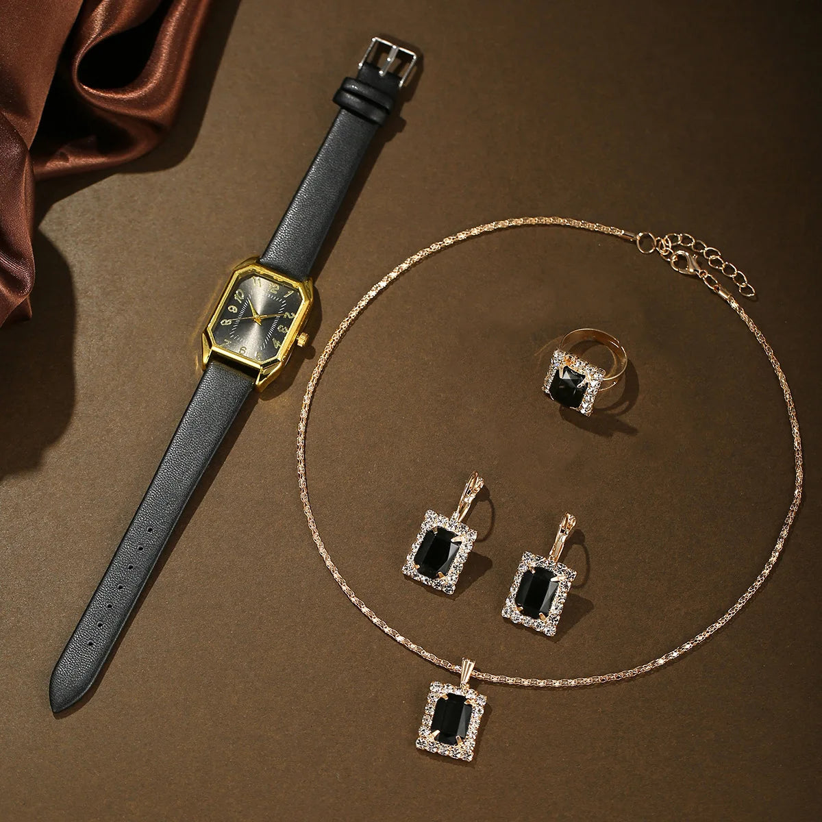 Montres carrées de luxe pour femmes, montre-bracelet à quartz pour dames, ensemble de bijoux classiques simples, marque de mode, 6 pièces, 5 pièces, 1 pièce