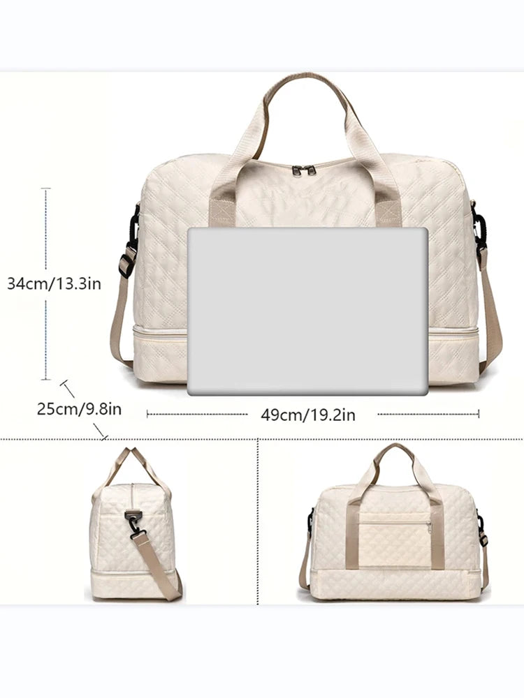 Sac de voyage léger en latex rhombique, sac de rangement portable de grande capacité pour le sport et le fitness, sac de week-end de nuit