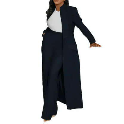 Ensemble femme manches longues x-long Blazer manteau + pantalon Long costume 2025 printemps Streetwear deux 2 pièces ensemble afrique OL tenues de travail