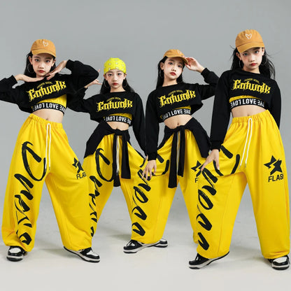 Ensemble de vêtements Hip Hop pour filles, haut court K-pop, pantalon cargo, cardigan de danse de rue pour enfants, streetwear pour enfants, groupe de filles, vêtements de jazz, mode