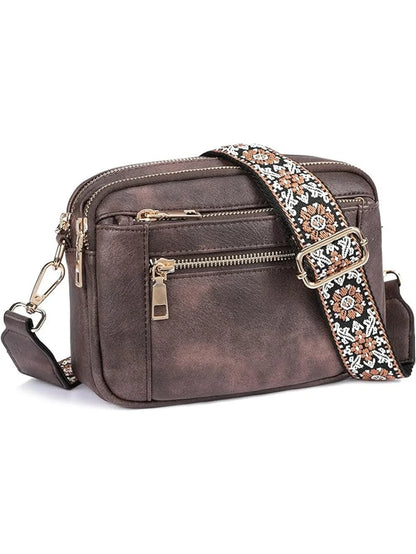 Sac à Bandoulière en Cuir PU avec Fermeture Éclair, Portefeuille Simple Initié, Sangle Réglable, Nuits de Documents Multifonctionnelles, Disponible en Stock