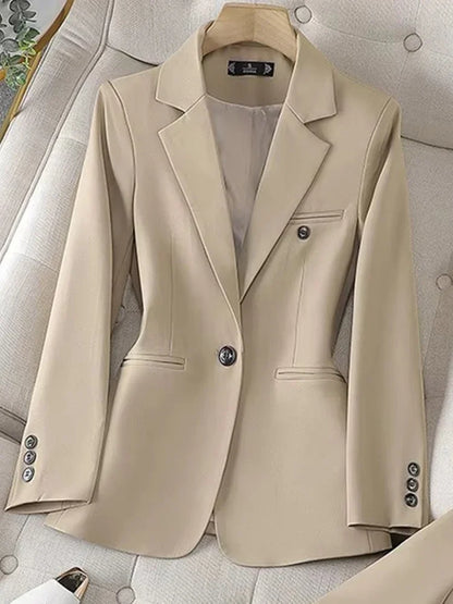 Costume Blazer Bleu Décontracté pour Femme, Tenue de Bureau, Manches sulf, Veste à Bouton Unique, Ensemble 2 Pièces, Chic, Mode, Pantalon, Élégant