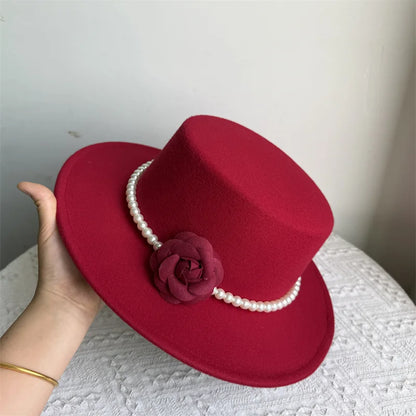 Chapeau Fedora de Style français pour femmes, chapeau en feutre à bord large de 10CM, Derby d'hiver et d'automne, chapeaux de Jazz de mariage