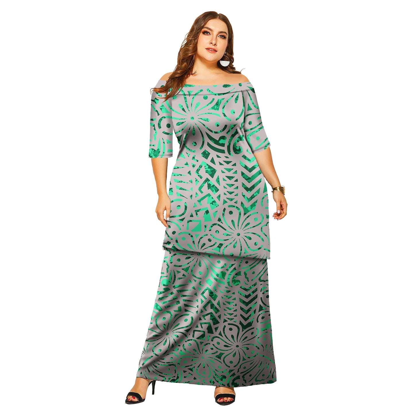 Tapa Tribal Design Tongan Puletasi Ensembles Robe Polynésienne Samoan Grande Taille Femmes Ensemble Deux Pièces