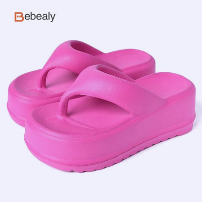 Bebealy-Pantoufles d'Été à Talons Profonds pour Femme, Chaussures de Plage Souples, Semelle Optique Extérieure, Nuage Non Ald