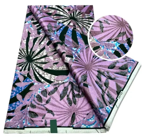 Tissu africain en cire de coton, très bonne qualité, nouvelle grande cire Ankara brillante Pagne, couleur grise, brillant doré, trucs Batik, 6 mètres