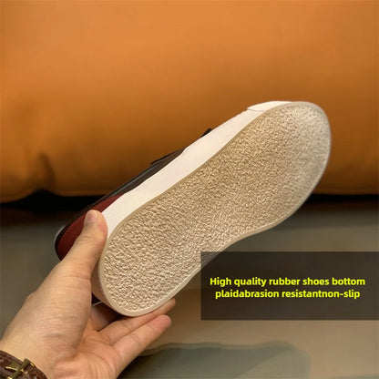 Printemps nouveaux hommes en cuir à semelles épaisses simples et à la mode couleur bloqué chaussures décontractées