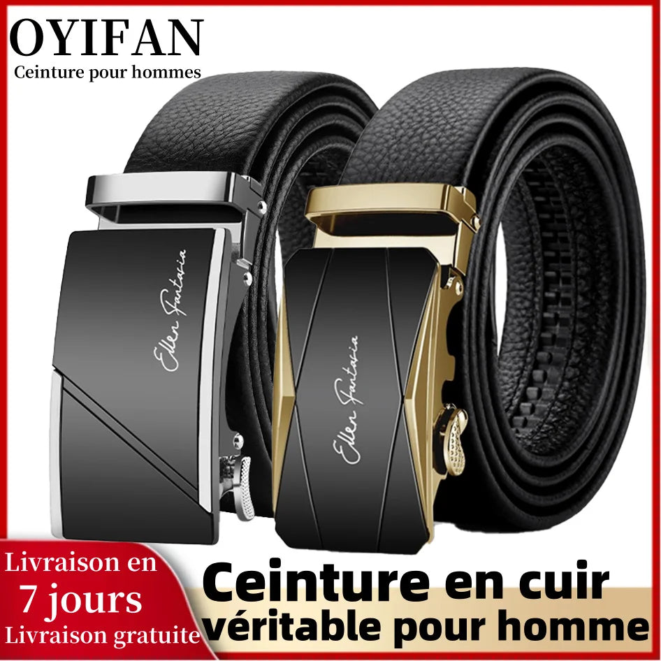 OYIFAN hommes ceinture en cuir véritable ceinture pour hommes ceintures automatiques ceinture réglable ceintures d'affaires