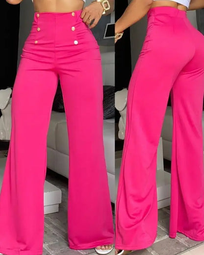 Pantalon Bootcut élégant taille haute, jambes larges, mode européenne et américaine, pantalon évasé Simple pour femmes, été 2023