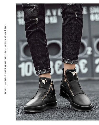 High Top Casual Shoes for Men Brand Ankle Boots Fashion White Men Skateboard Shoes Luxury Platform Sport Shoes Leather Men Boots