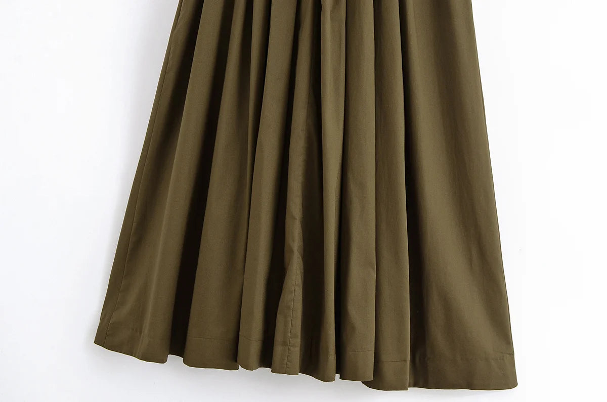 TRAFZA femmes mode d'été col en v à lacets Midi robe à manches courtes femme élégante dos nu plissé Sexy taille longue robe