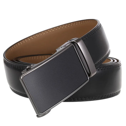 Ceintures en cuir véritable pour hommes, de luxe, de styliste, marron, boucle en alliage automatique, haute qualité, sangle en peau de vache, B448