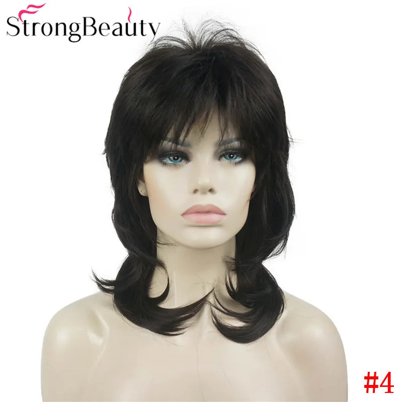 Perruque synthétique ondulée mi-longue pour femmes, cheveux naturels, sans capuchon