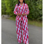 Ensemble deux pièces imprimé à rayures pour femmes, mode africaine, décontracté, boutons, manches longues, chemise, jambes larges, pantalon, printemps automne