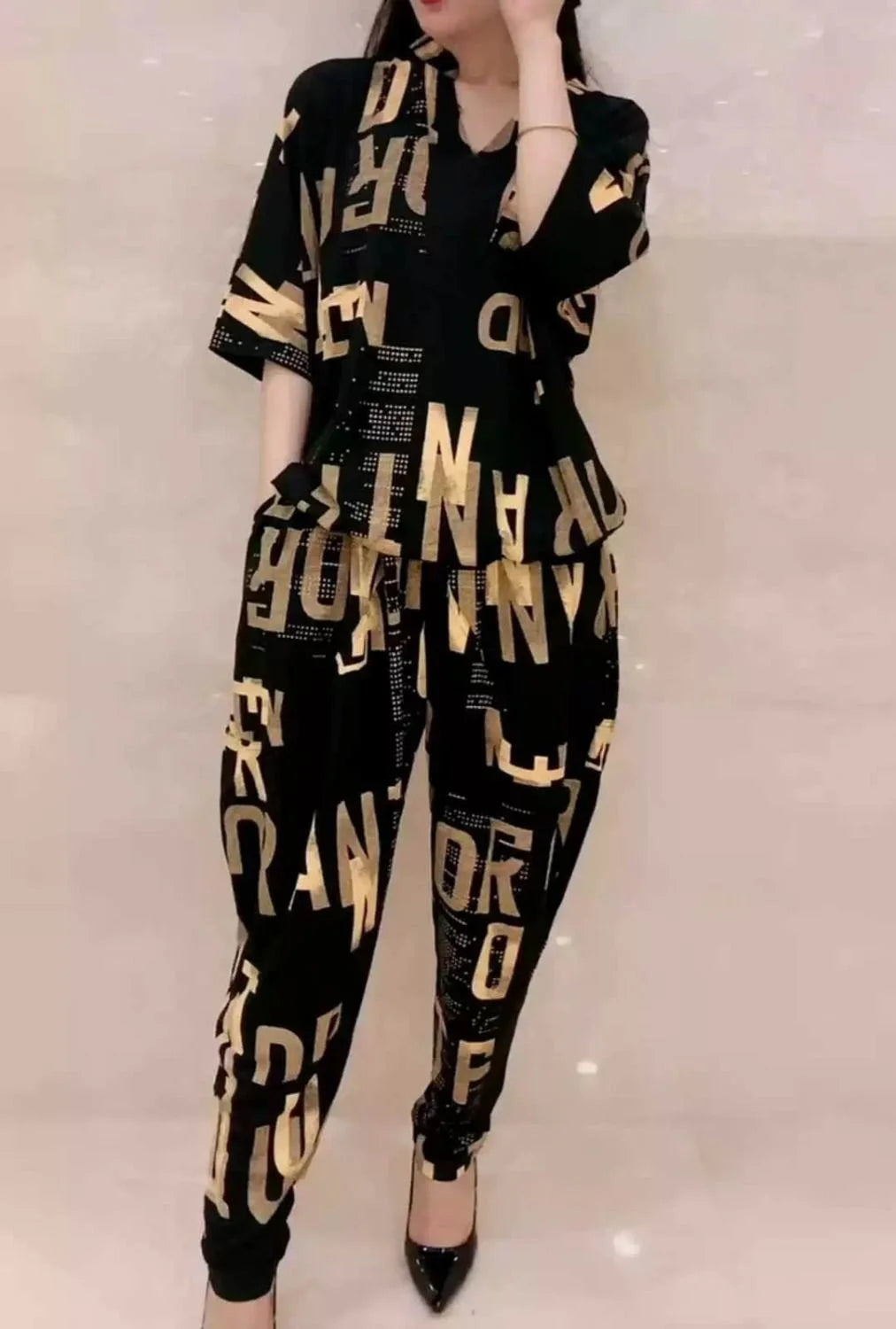 Costume femme 2025 été nouvelle Version coréenne ample imprimé hauts sarouel deux ensembles correspondant à la mode grande taille vêtements pour les femmes