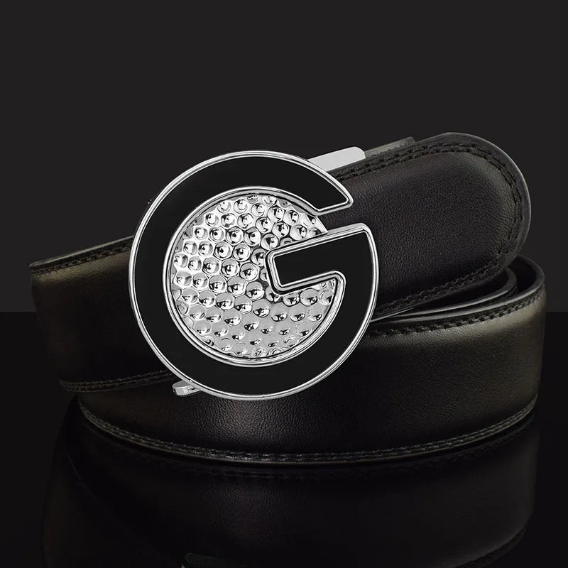 Ceinture de Golf blanche pour hommes, Texture cuir, coiffeur, boucle automatique, Simple, haute qualité, décontractée, pantalon pour jeunes
