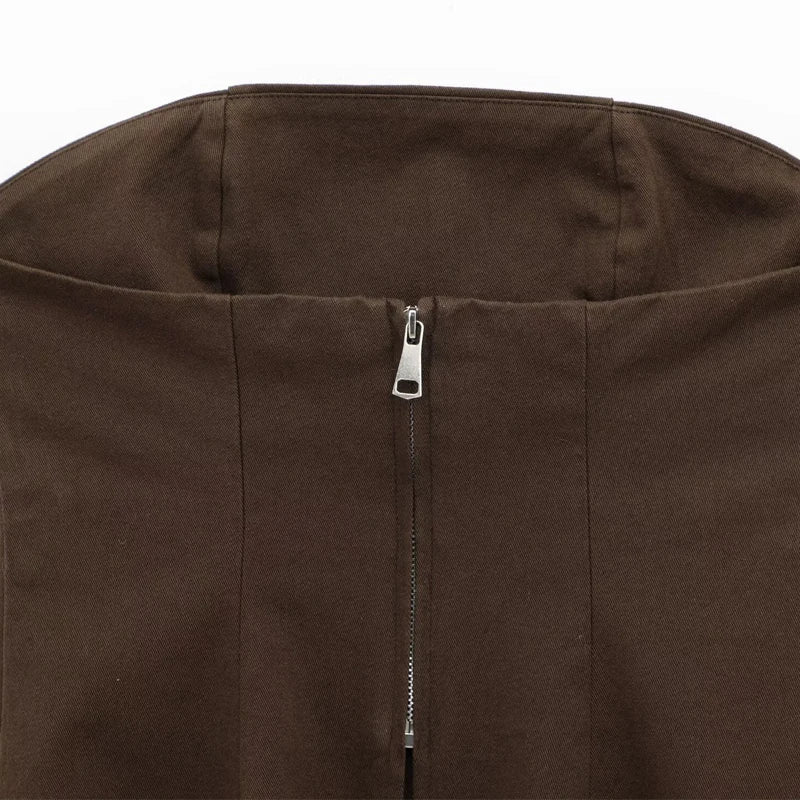 TRAF femmes jean marron taille haute poche Vintage Baggy jean femme pantalons longs décontractés printemps pantalon Streetwear été 2025