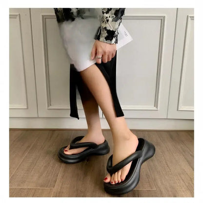 Tongs à semelles épaisses pour femmes, pantoufles Eva antidérapantes pour la maison d'été pour vêtements d'extérieur, sandales de Style coréen à la mode pour femmes