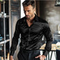 Chemise en Satin à Manches sulfpour Homme, Vêtement Décontracté à Boutonnage Simple, Col Rabattu, pour ixde Mariage