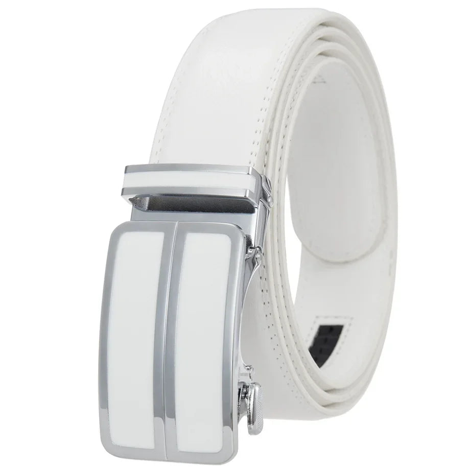 Plyesxale Black Khaki Blue Red White Leather Belt For Men Good Quality Mens Belts Luxury Automatic Buckle Waist Strap Male B1049