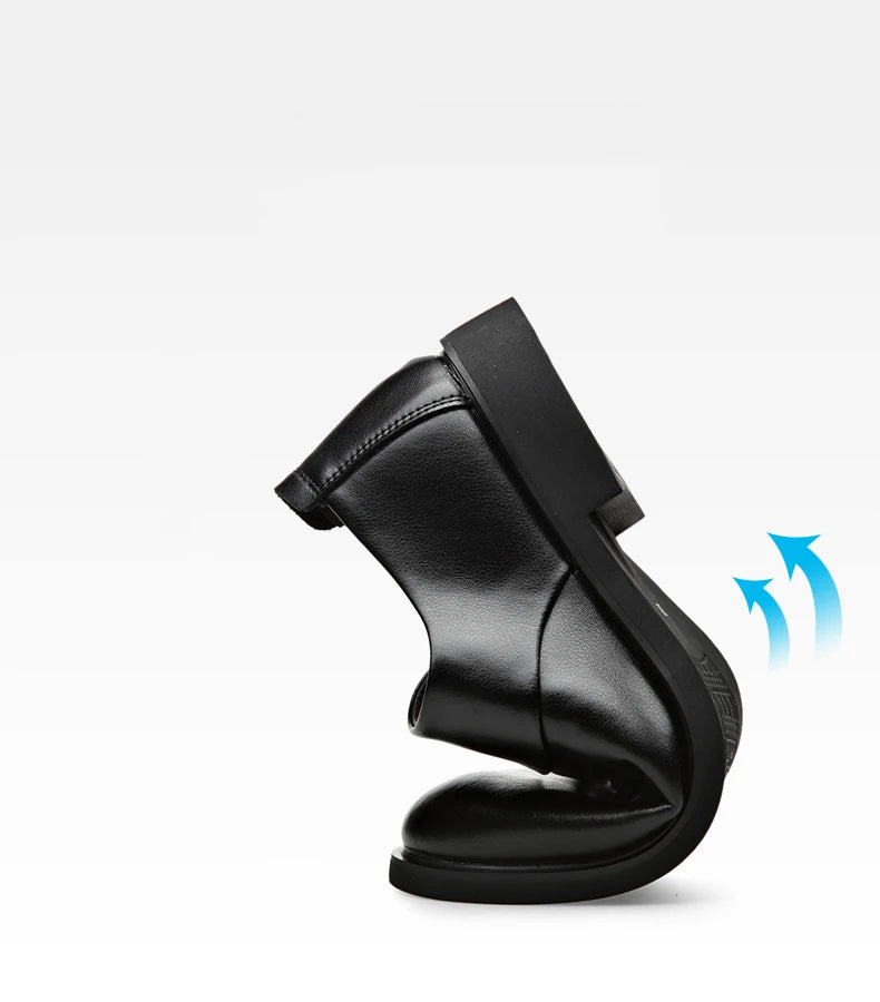 Chaussures plates en cuir véritable pour hommes, rehaussantes de 6CM, chaussures d'affaires formelles en cuir, chaussures de mariage décontractées britanniques, nouvelle collection