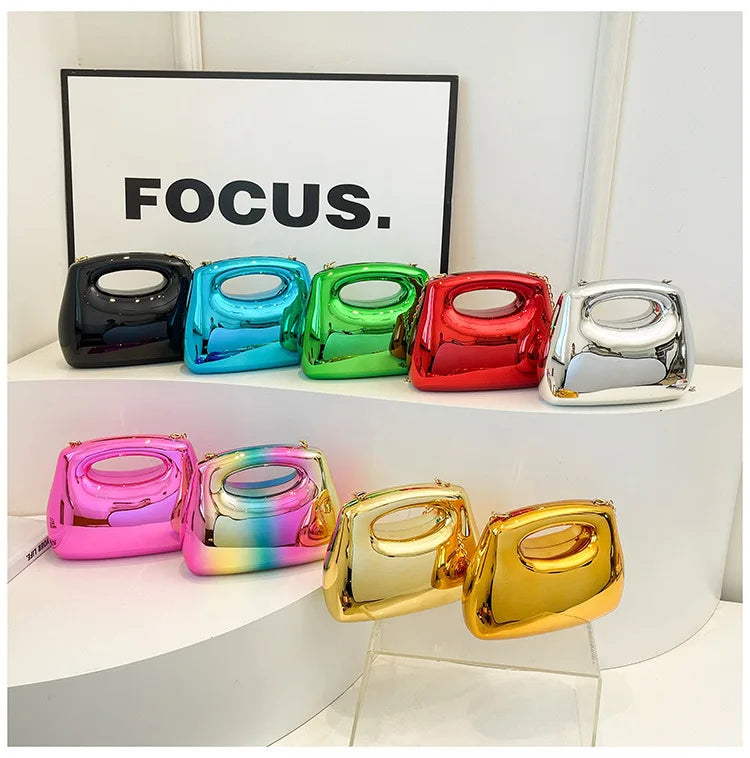 Sac à main hobo en acrylique doré pour femme, sac à main de plage transparent, sac à main de soirée, poignée supérieure ronde, fête de mariage, designer de luxe